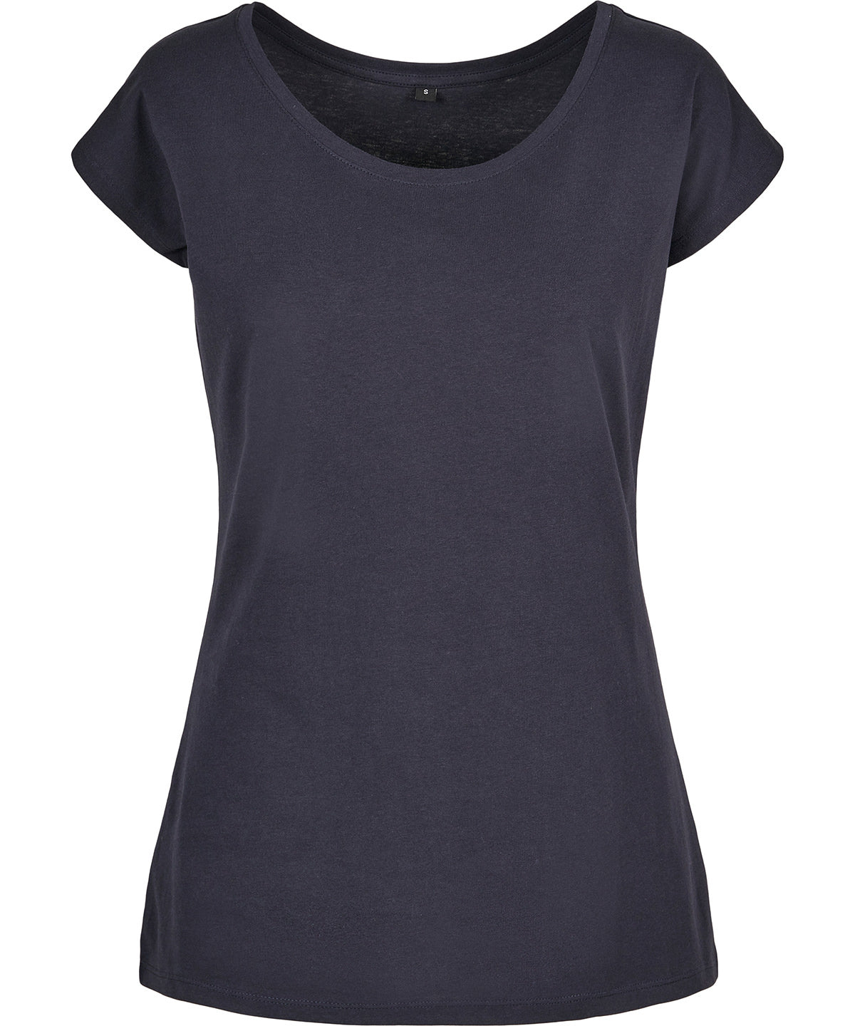 Build Your Brand Basic BB013 Women's wide neck tee in Navy