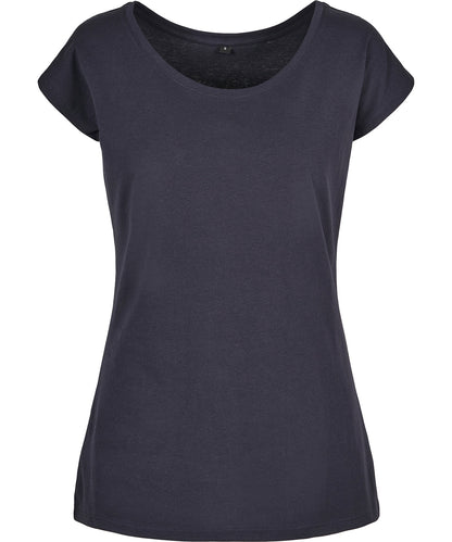 Build Your Brand Basic BB013 Women's wide neck tee in Navy