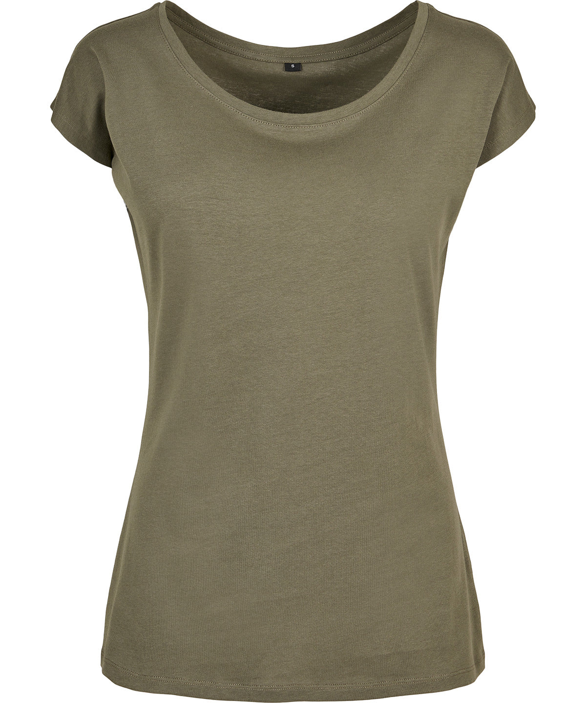 Build Your Brand Basic BB013 Women's wide neck tee in Olive