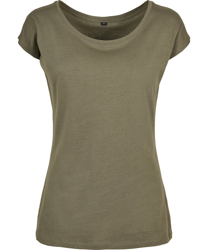 Build Your Brand Basic BB013 Women's wide neck tee in Olive