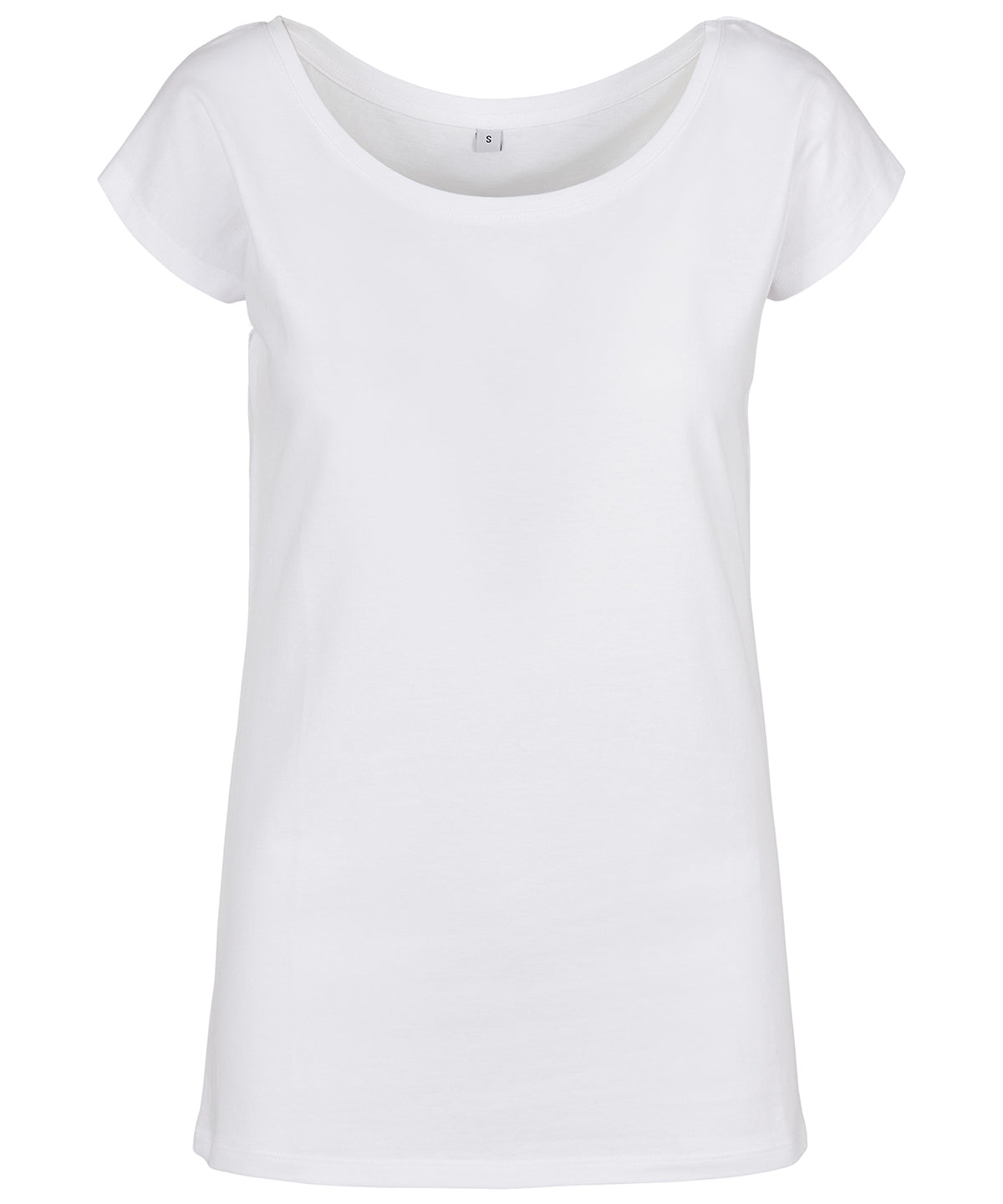 Build Your Brand Basic BB013 Women's wide neck tee in White
