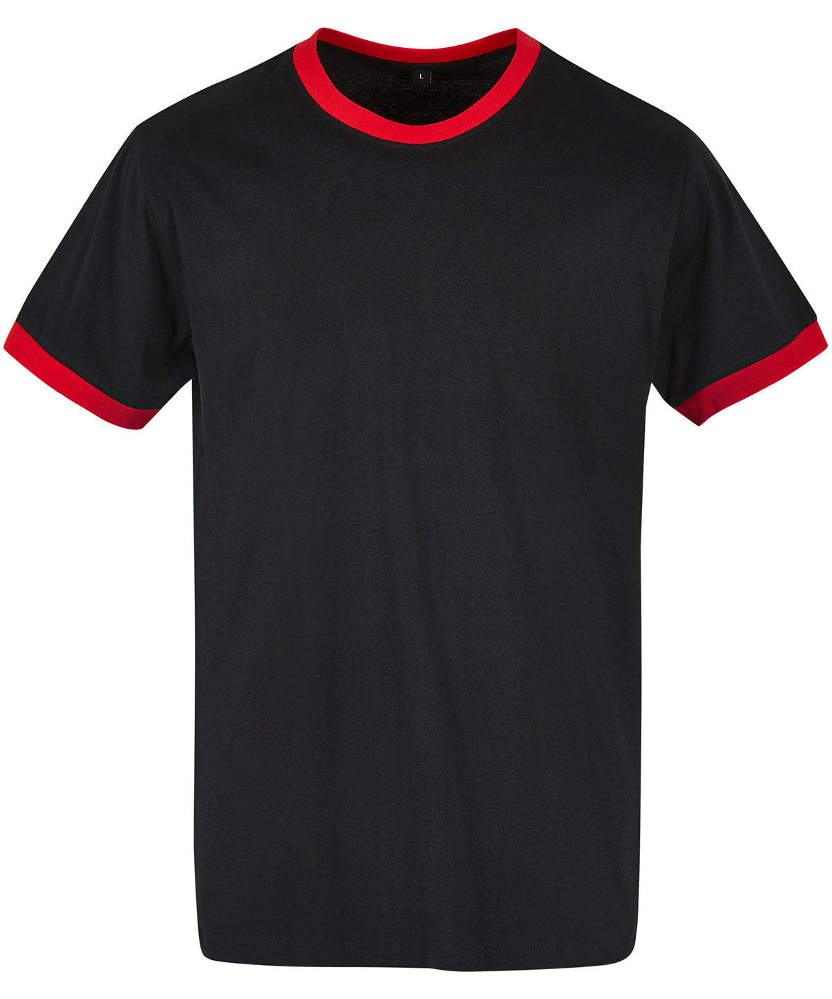 Build Your Brand Basic BB022 Ringer tee in Black/City Red