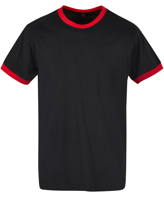 Build Your Brand Basic BB022 Ringer tee in Black/City Red