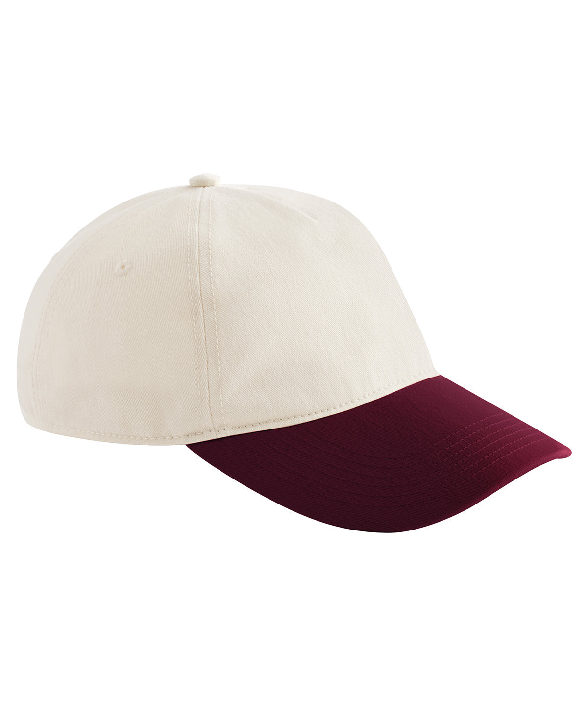 Beechfield BC067 Contrast peak leisure cap in Natural/Burgundy