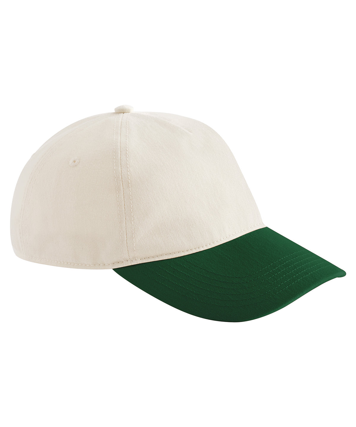 Beechfield BC067 Contrast peak leisure cap in Natural/Forest Green