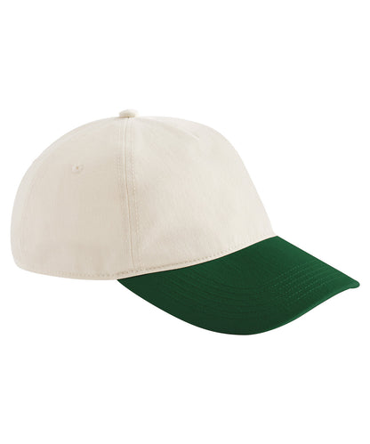Beechfield BC067 Contrast peak leisure cap in Natural/Forest Green
