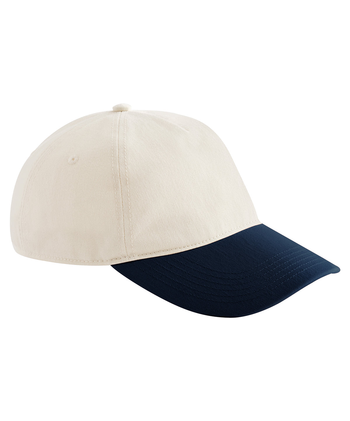 Beechfield BC067 Contrast peak leisure cap in Natural/French Navy