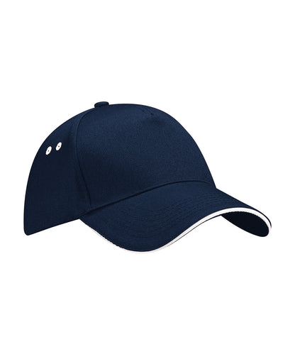 Beechfield BC15C Ultimate 5-panel cap - sandwich peak in French Navy/White