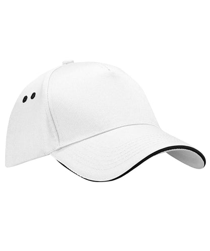 Beechfield BC15C Ultimate 5-panel cap - sandwich peak in White/Black