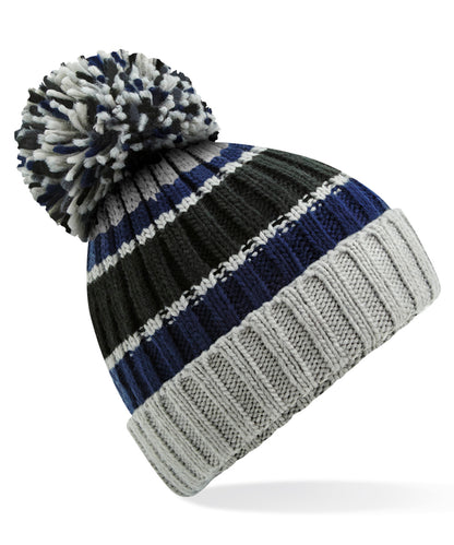 Beechfield BC392 Hygge striped beanie in Blue Steel