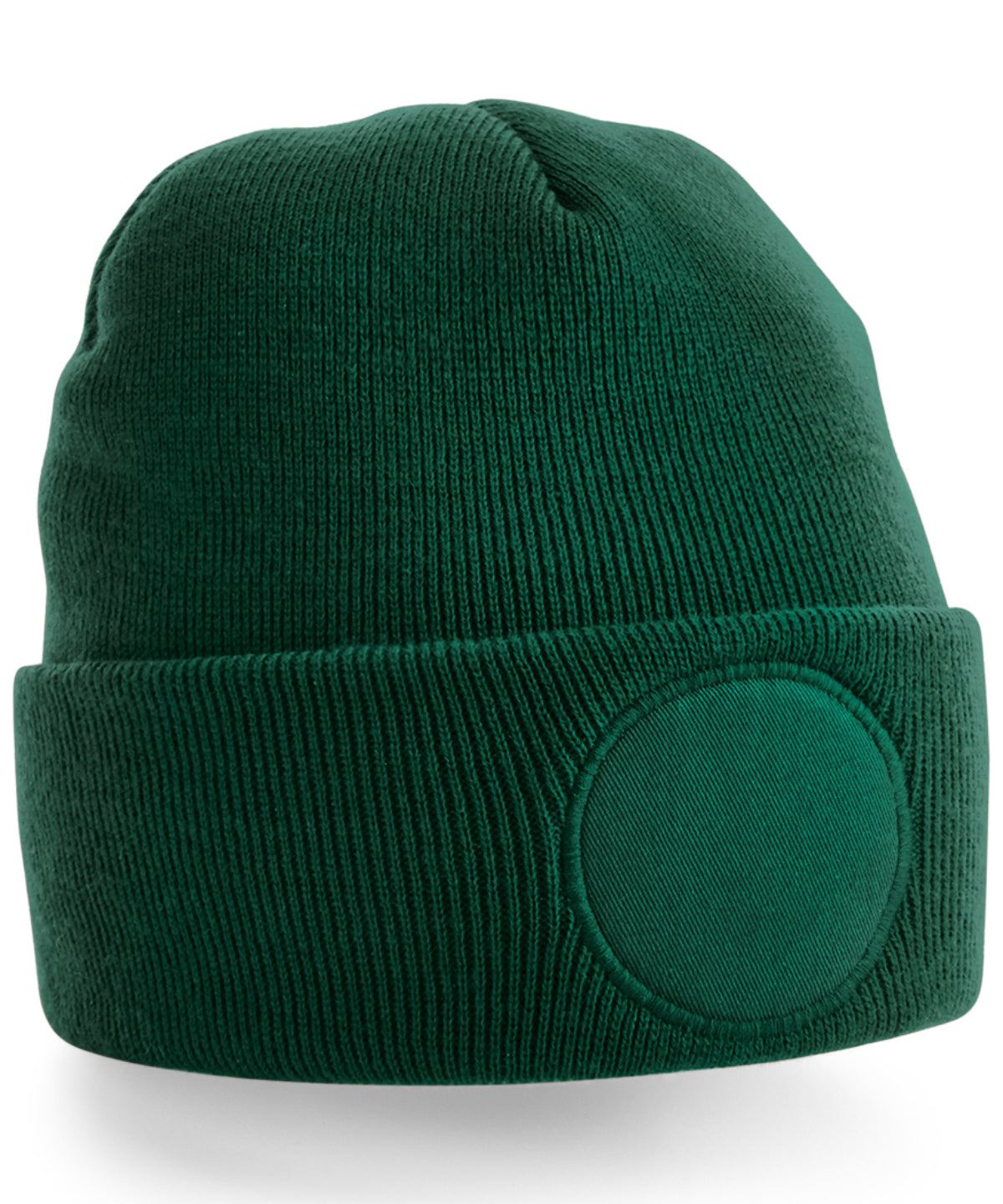 Beechfield BC446 Circular patch beanie in Bottle Green