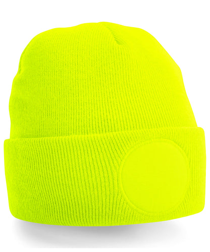 Beechfield BC446 Circular patch beanie in Fluorescent Yellow