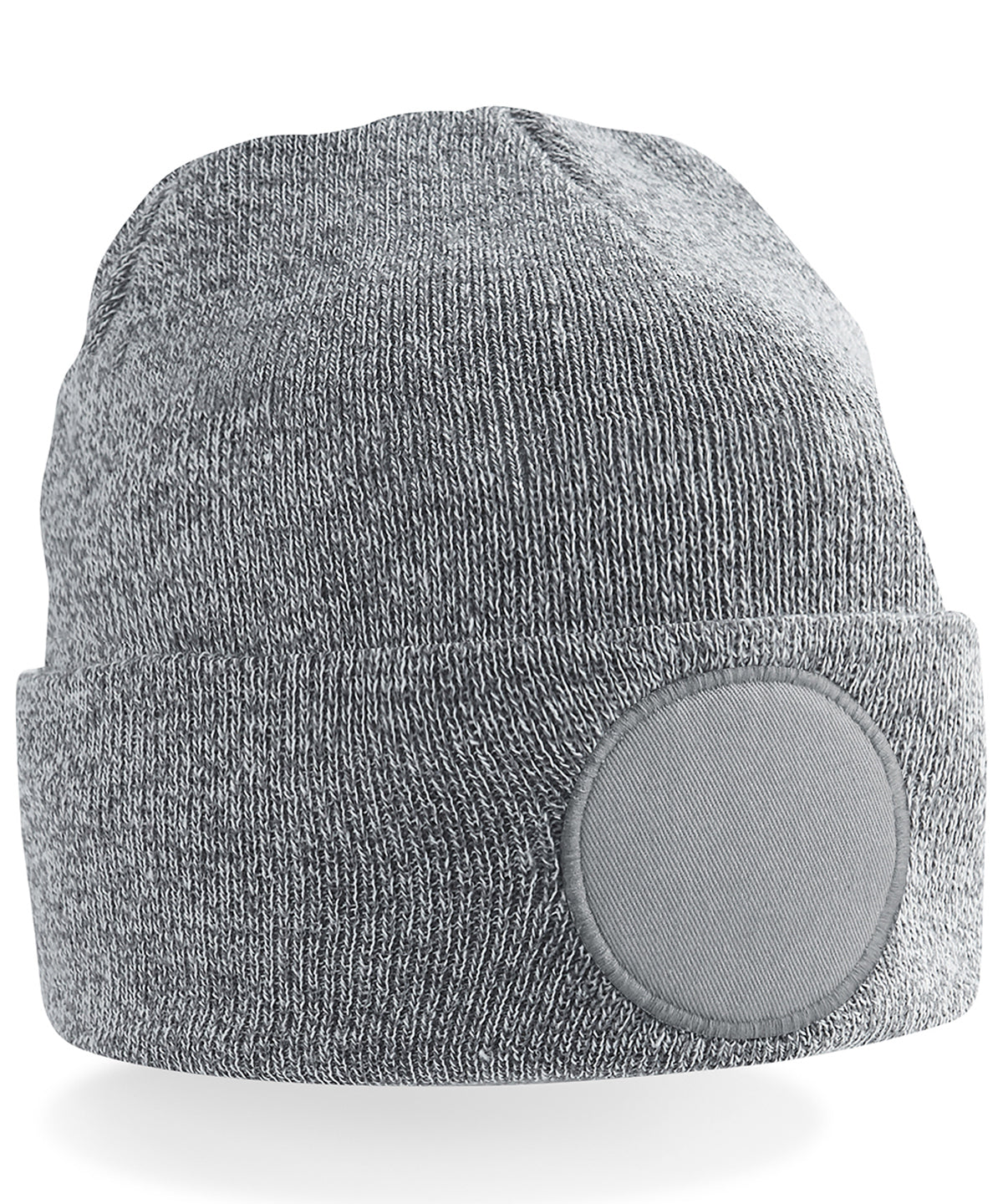 Beechfield BC446 Circular patch beanie in Heather Grey