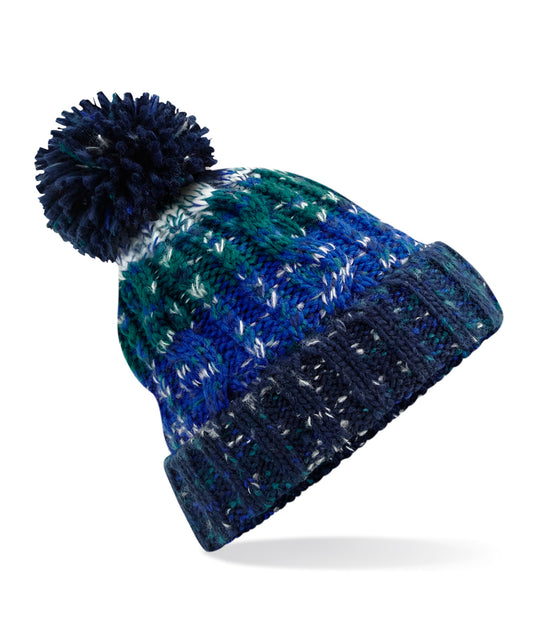 Beechfield BC486 Corkscrew pom pom beanie in Alpine Blues