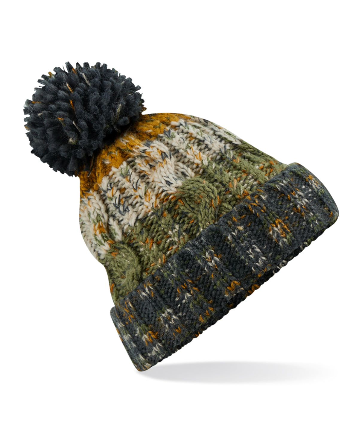 Beechfield BC486 Corkscrew pom pom beanie in Autumn Moss
