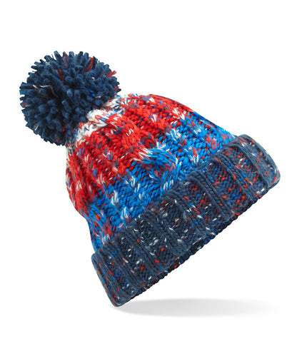 Beechfield BC486 Corkscrew pom pom beanie in Chilli Blues