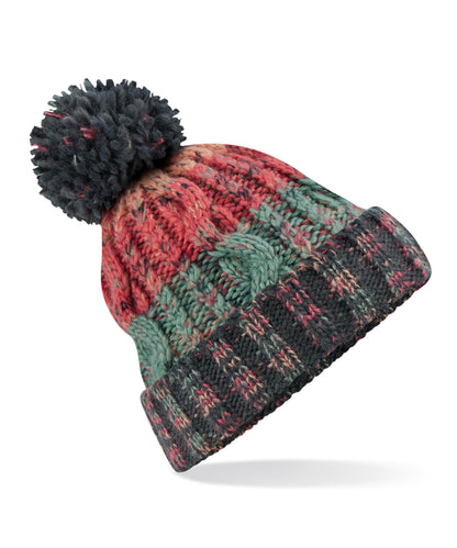 Beechfield BC486 Corkscrew pom pom beanie in Watermelon Breeze