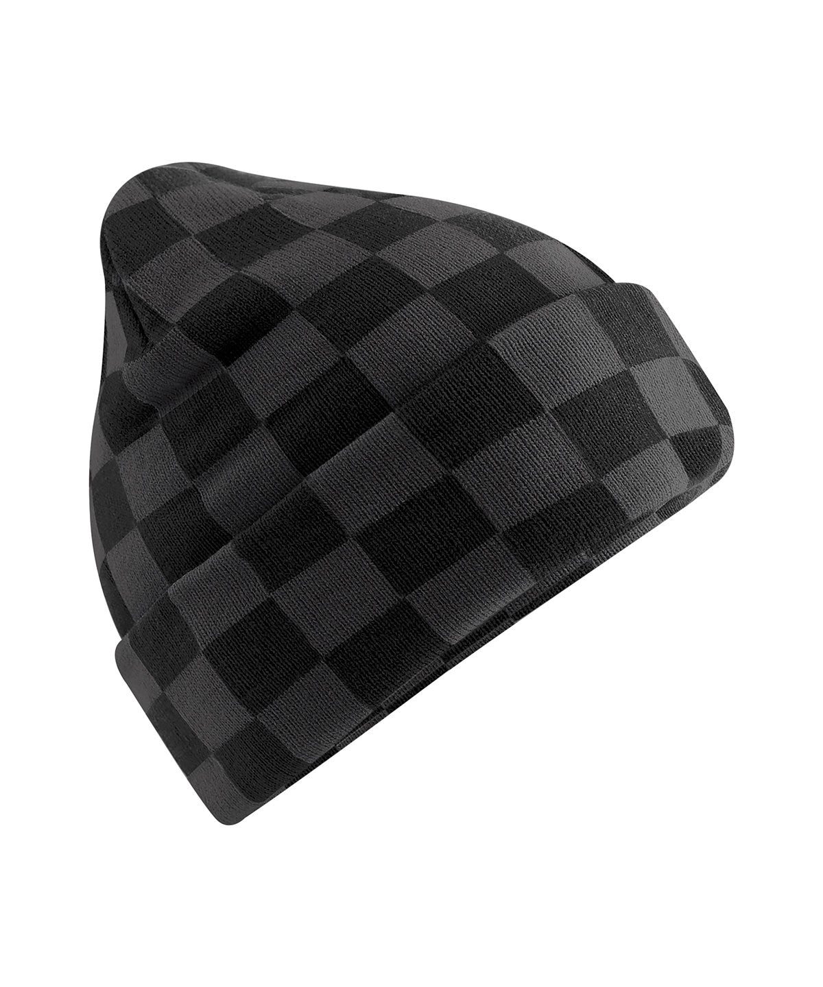 Beechfield BC531 Checkerboard beanie in Black/Charcoal