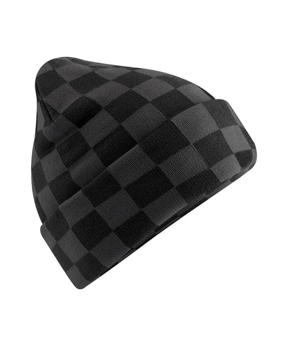 Beechfield BC531 Checkerboard beanie in Black/Charcoal