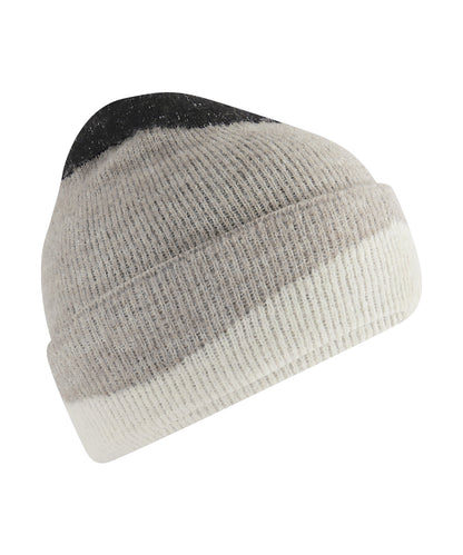 Beechfield BC532 Soft wave beanie in Black/Light Grey/Soft White