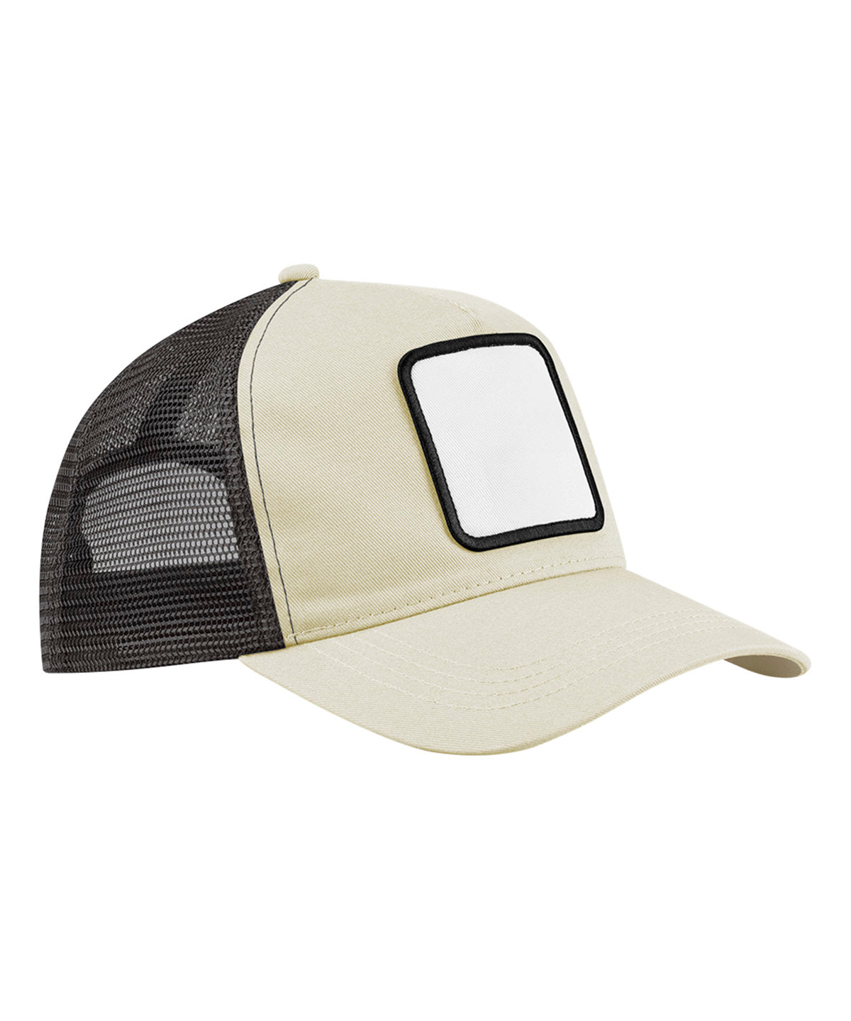 Beechfield BC636 Appliqué patch 5-panel trucker in Stone/Shadow Grey