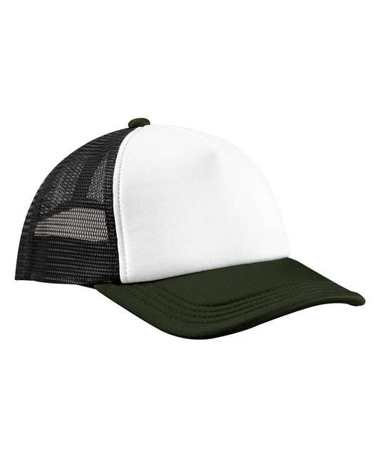 Beechfield BC639 Retro 5-panel trucker in Black/Dark Olive