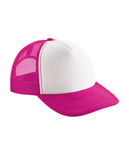 Beechfield BC645 Vintage snapback trucker in Fuchsia/White