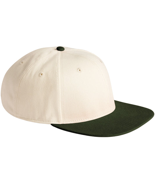 Beechfield BC662 Contrast flat peak 6-panel cap in Natural/Dark Olive