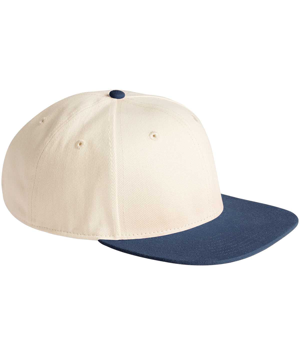 Beechfield BC662 Contrast flat peak 6-panel cap in Natural/Navy
