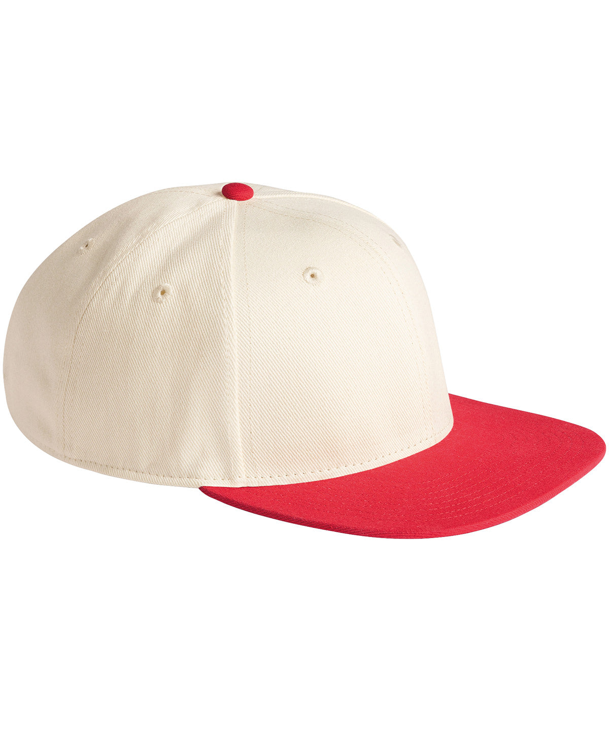 Beechfield BC662 Contrast flat peak 6-panel cap in Natural/Red