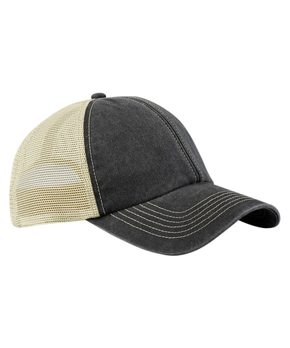 Beechfield BC672 6-panel vintage trucker in Vintage Black/Stone