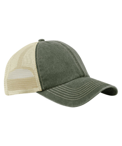 Beechfield BC672 6-panel vintage trucker in Vintage Olive/Stone