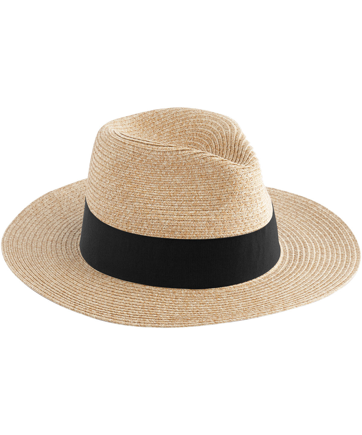 Beechfield BC725 Straw fedora in Natural/Black
