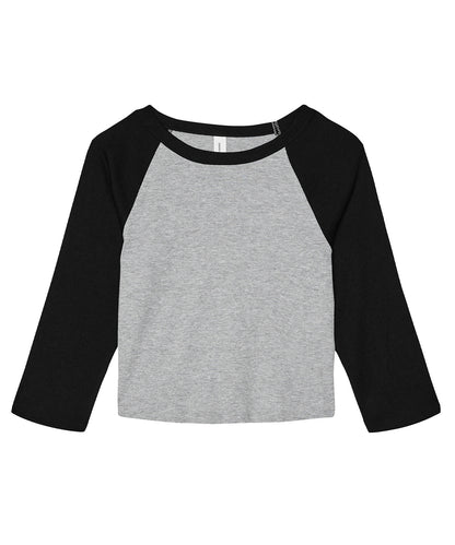 Bella Canvas BE142 Women’s micro rib 3/4 raglan baby t-shirt in Athletic Heather/Black