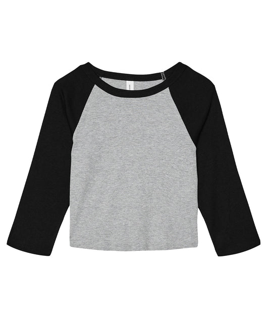 Bella Canvas BE142 Women’s micro rib 3/4 raglan baby t-shirt in Athletic Heather/Black