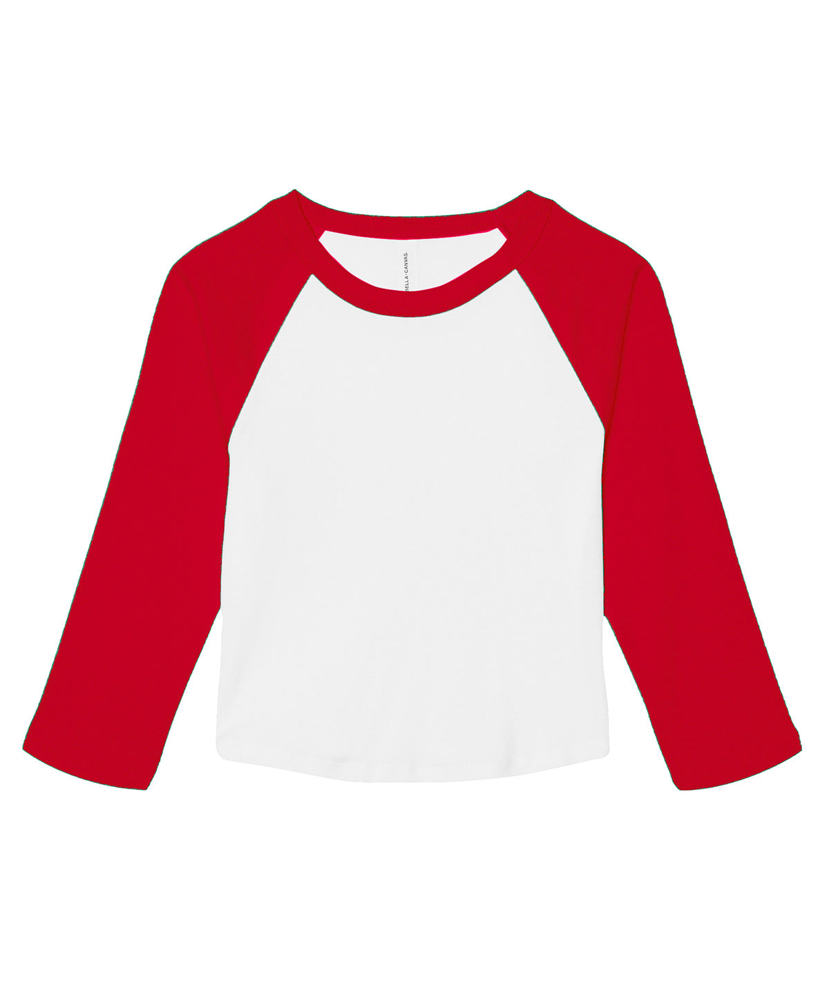 Bella Canvas BE142 Women’s micro rib 3/4 raglan baby t-shirt in White/Red