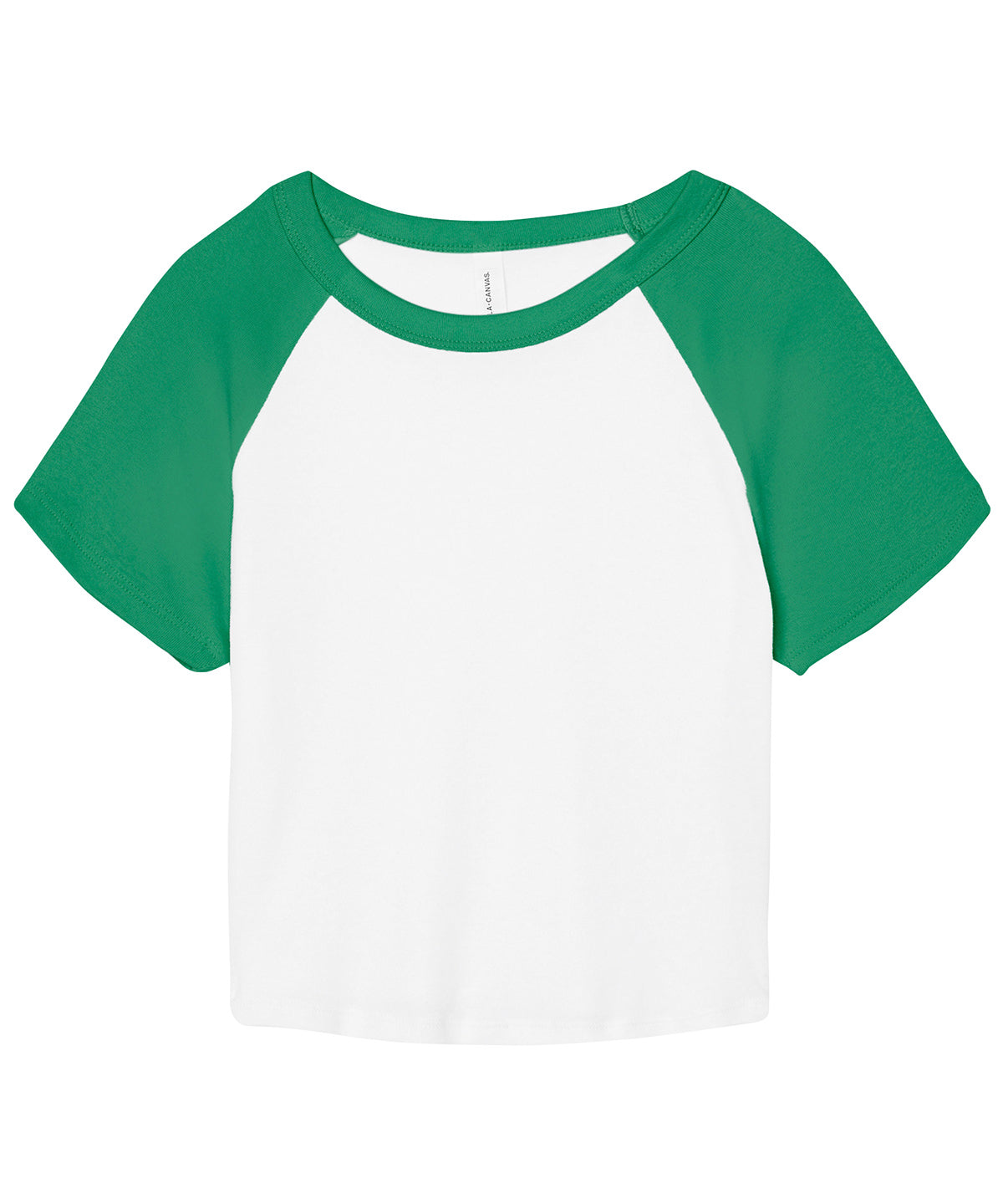 Bella Canvas BE143 Women’s micro rib raglan baby t-shirt in White/Kelly