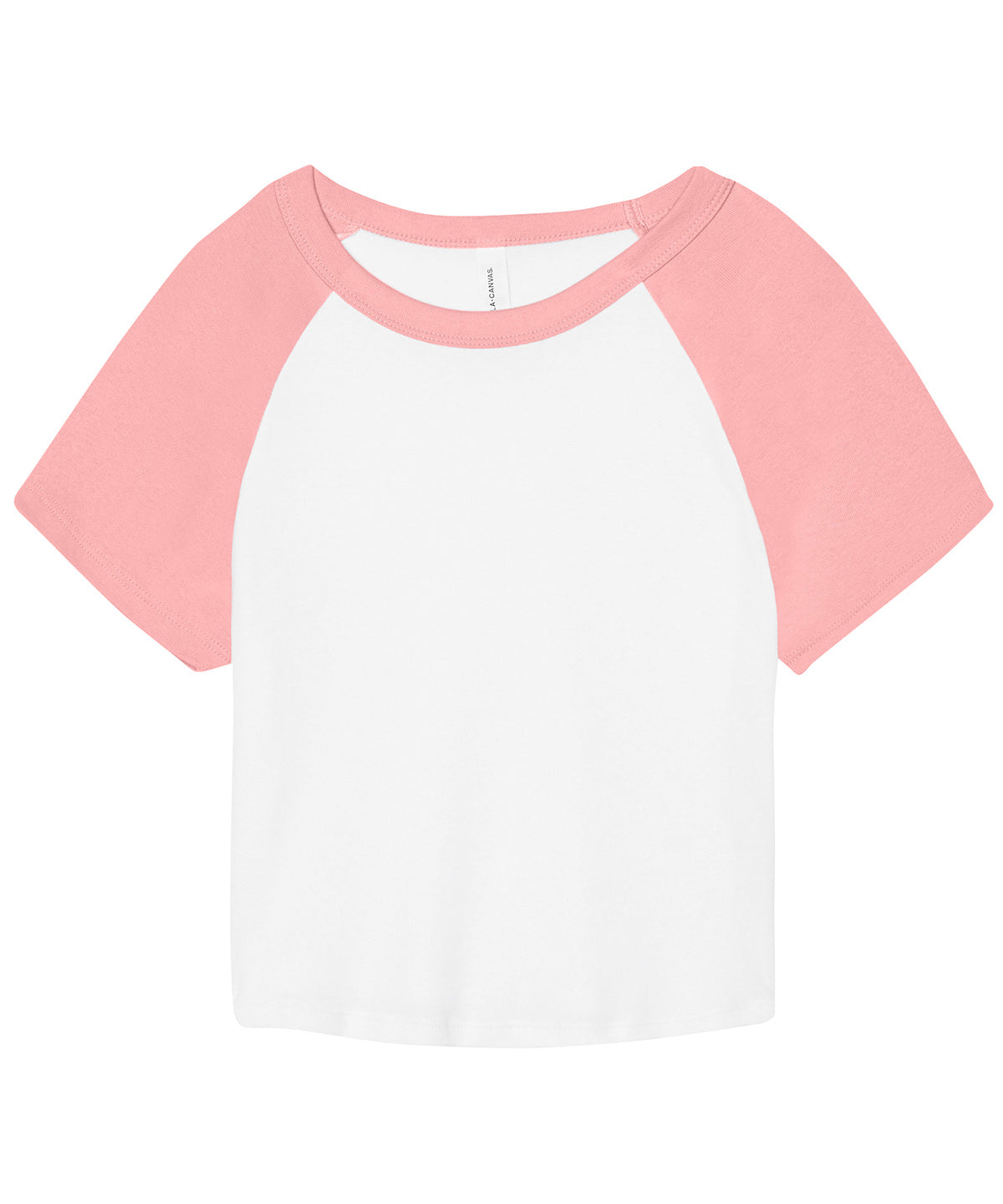 Bella Canvas BE143 Women’s micro rib raglan baby t-shirt in White/Pink