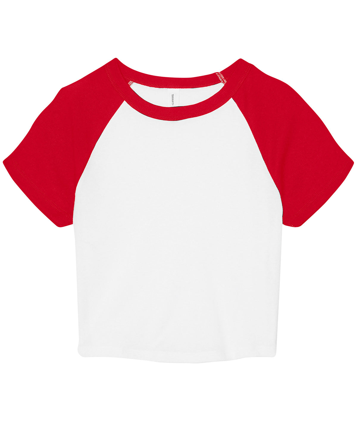 Bella Canvas BE143 Women’s micro rib raglan baby t-shirt in White/Red