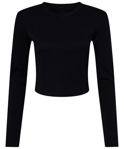 Bella Canvas BE144 Women’s micro rib long sleeve baby t-shirt in Solid Black Blend