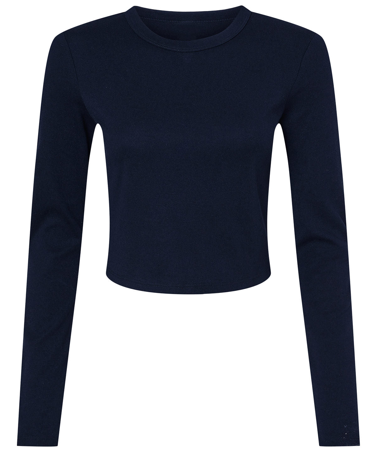 Bella Canvas BE144 Women’s micro rib long sleeve baby t-shirt in Solid Navy Blend