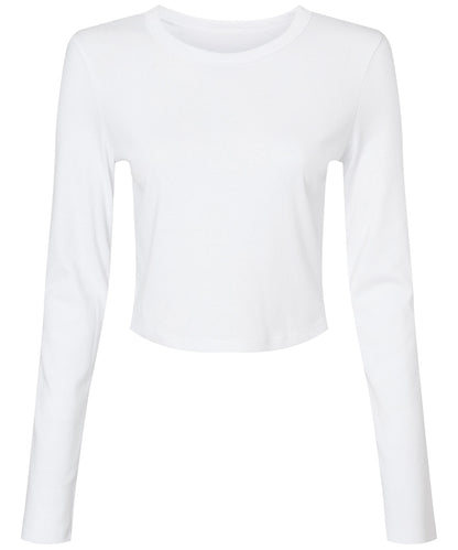 Bella Canvas BE144 Women’s micro rib long sleeve baby t-shirt in Solid White Blend