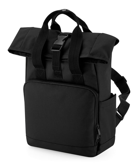 Bagbase BG18S Recycled mini twin handle roll-top backpack in Black