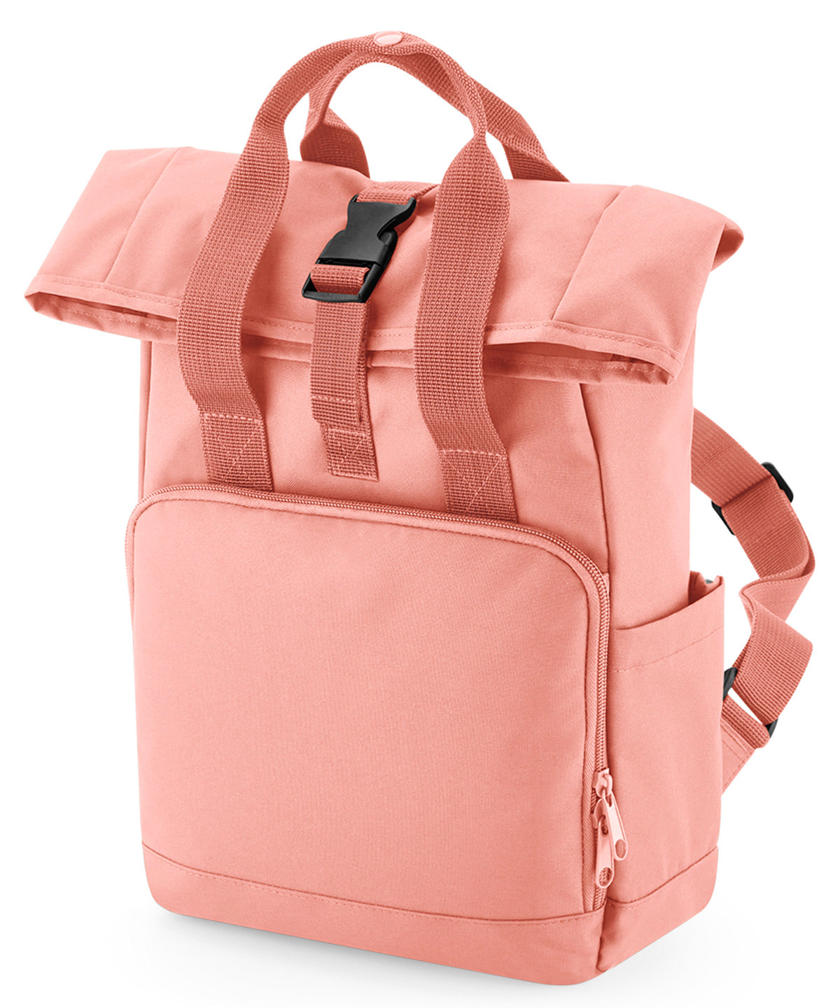Bagbase BG18S Recycled mini twin handle roll-top backpack in Blush Pink