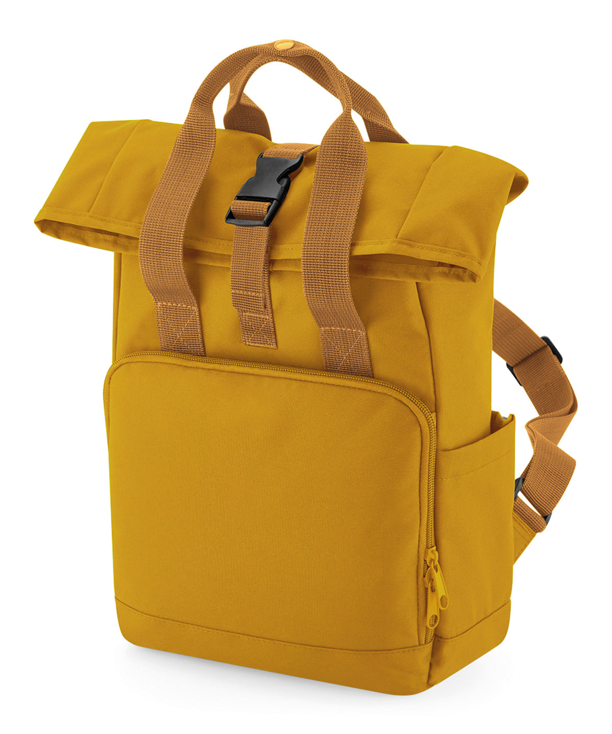 Bagbase BG18S Recycled mini twin handle roll-top backpack in Mustard