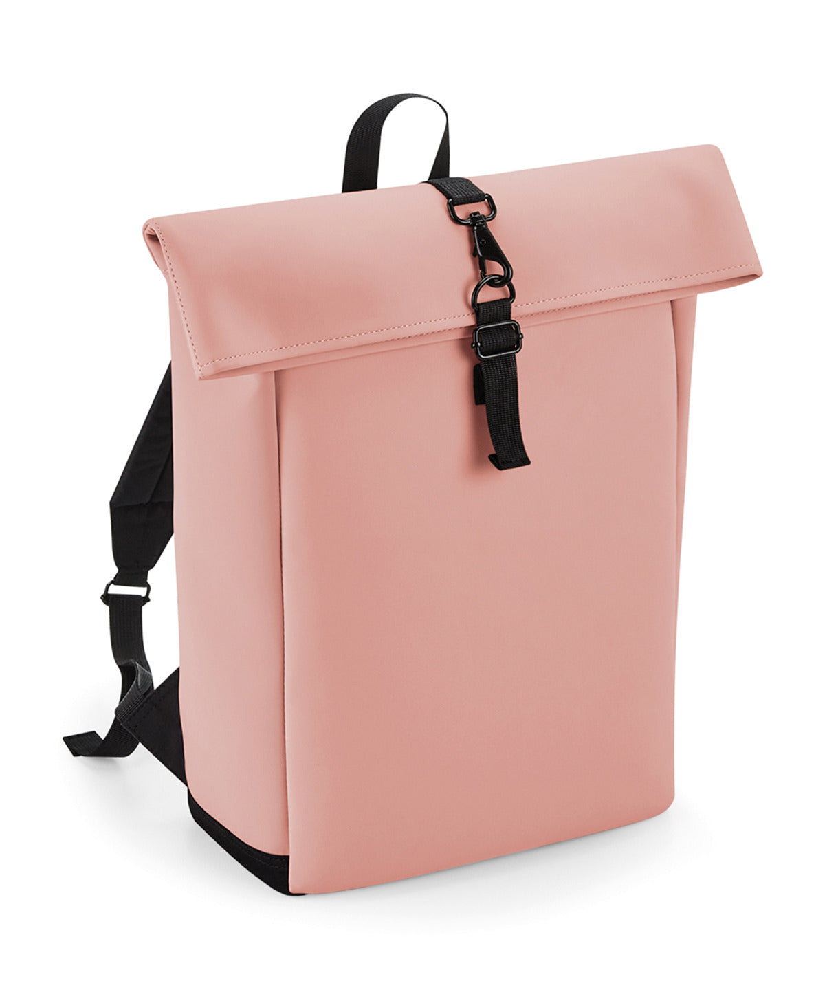 Bagbase BG335 Matte PU rolltop backpack in Nude Pink