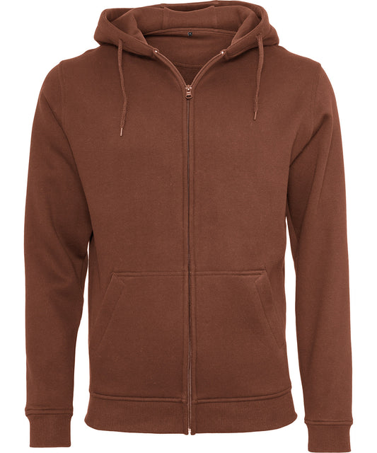 Build Your Brand BY012 Heavy zip hoodie in Bark