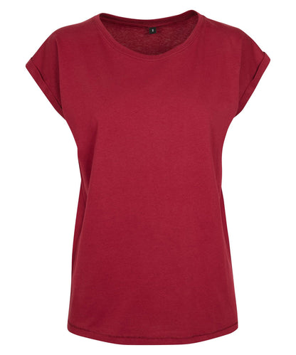 Build Your Brand BY021 Women's extended shoulder tee in Burgundy*†