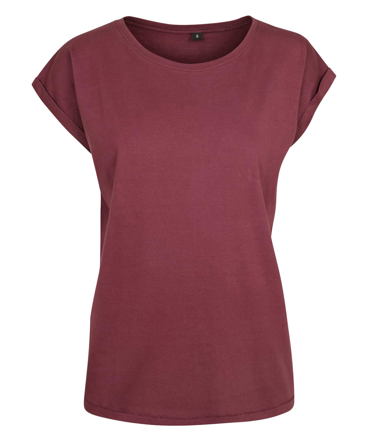 Build Your Brand BY021 Women's extended shoulder tee in Cherry*†