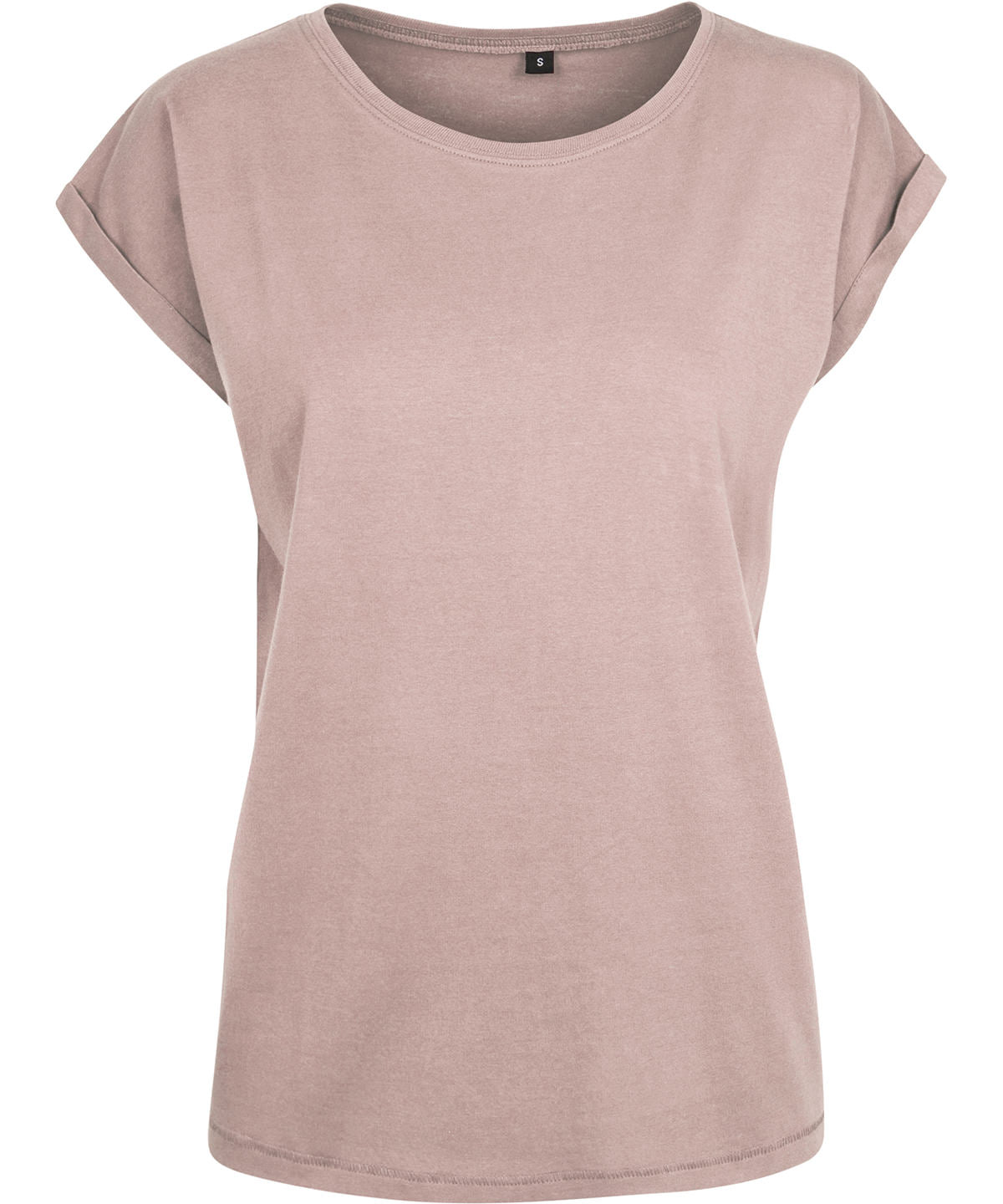 Build Your Brand BY021 Women's extended shoulder tee in Dusk Rose*†